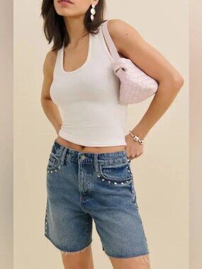 Reformation Raye Denim Shorts Studded size 31 NWT